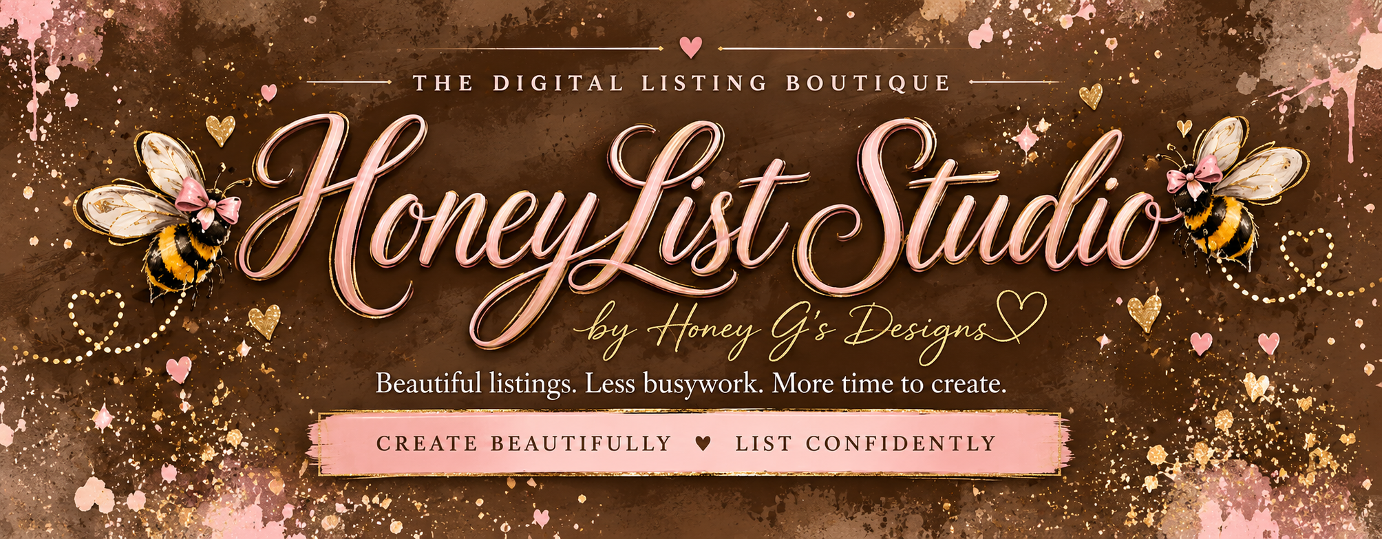 HoneyList Studio by Honey G’s Designs. The Digital Listing Boutique. Beautiful listings. Less busywork. More time to create. Create beautifully, list confidently.